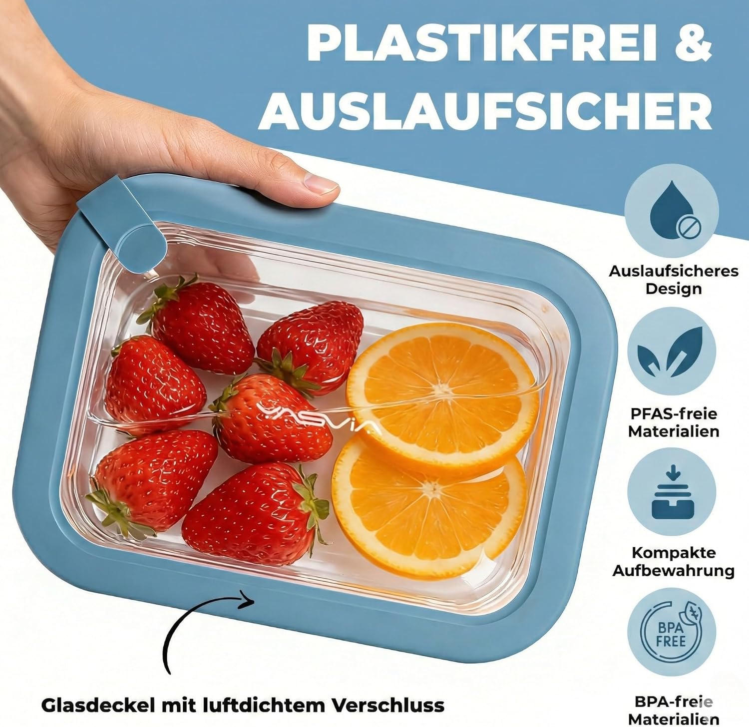 Gıda Saklama Kabı Seti (4 x 640 ml), Plastiksiz, Borosilikat Cam Saklama Kapları, Silikon Kapaklı, Hava Geçirmez, Sızdırmaz, Mikrodalga, Fırın, Dondurucu ve Bulaşık Makinesinde Kullanıma Uygun, BPA İçermez, Meal Prep Cam Kaplar