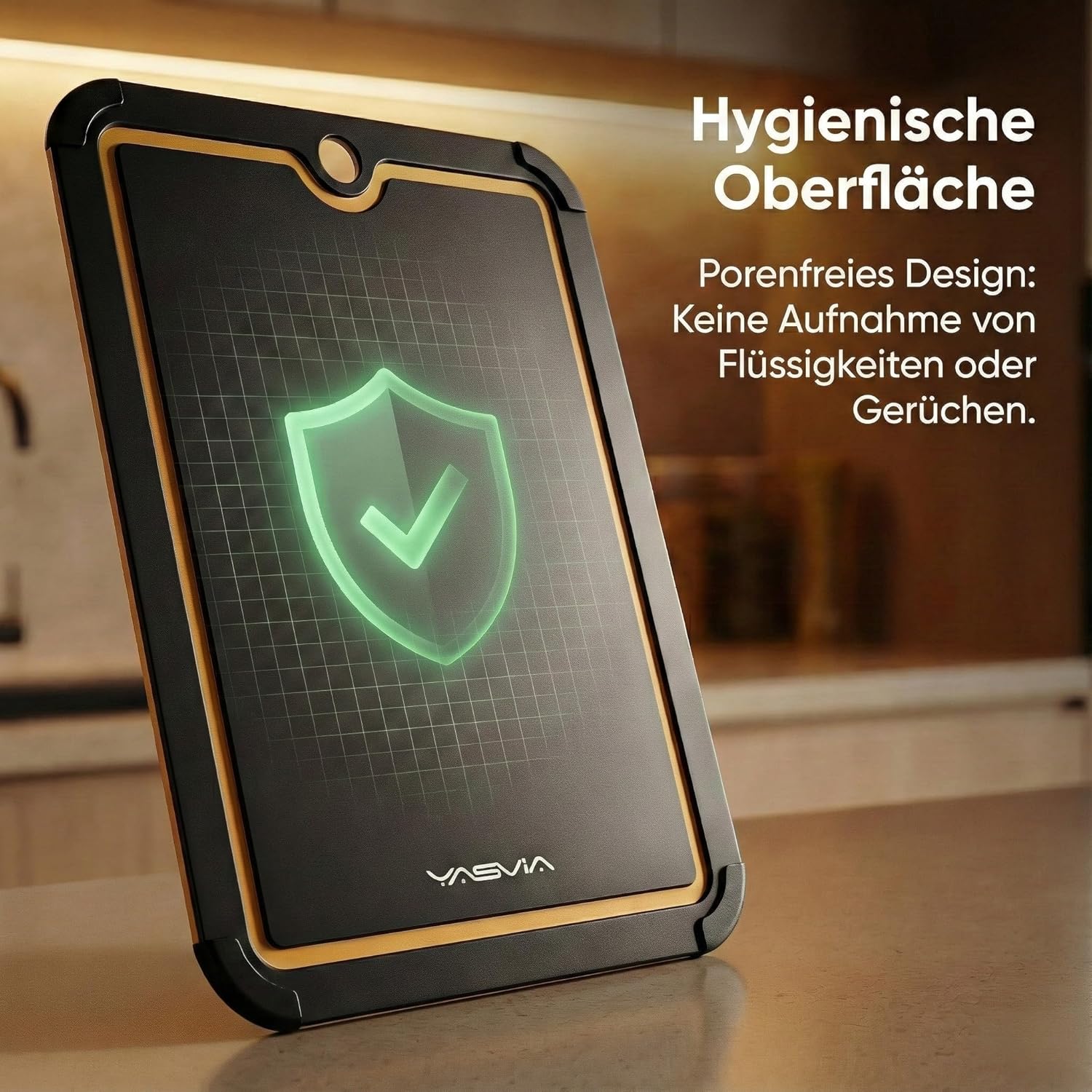 Ahşap Elyaf Kesme Tahtası (37 x 27,5 cm) – Bulaşık Makinesinde Yıkanabilir ve Hijyenik, Profesyonel Mutfak Tahtası, Servis ve Kahvaltı Tahtası Olarak İdeal, BPA İçermez, Kaymaz, Bıçak Dostu, Siyah
