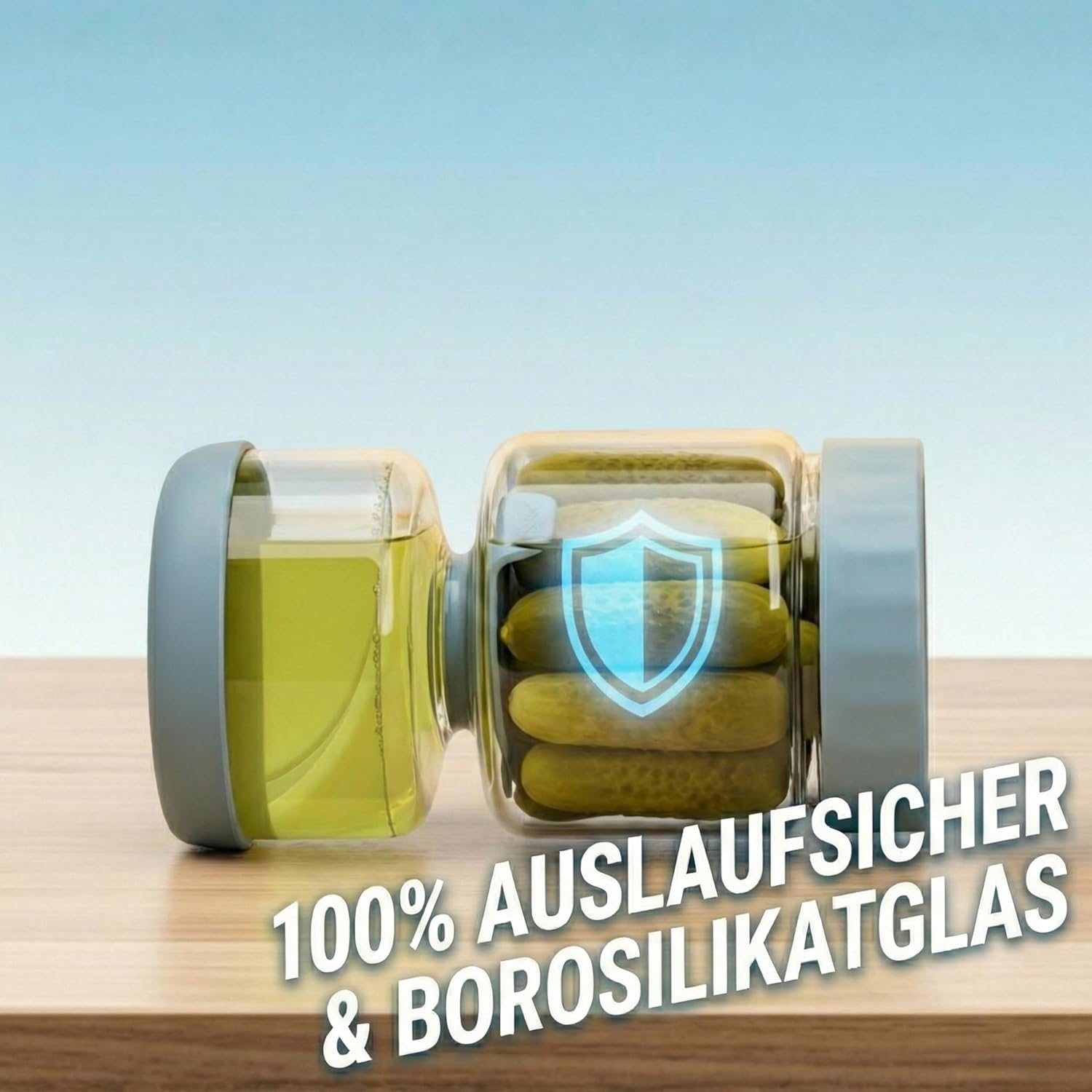 Ters Çevrilebilir Salatalık ve Turşu Kavanozu 750 ml, Süzgeçli Cam Hazneli Saat Kum Saati Tasarımlı Cam Kavanoz, Turşu ve Zeytin Saklama Kabı, Gıda Sınıfı PP Kapaklı, BPA İçermez, Turşu, Zeytin, Kimchi ve Jalapeño İçin Hava Geçirmez Kapak