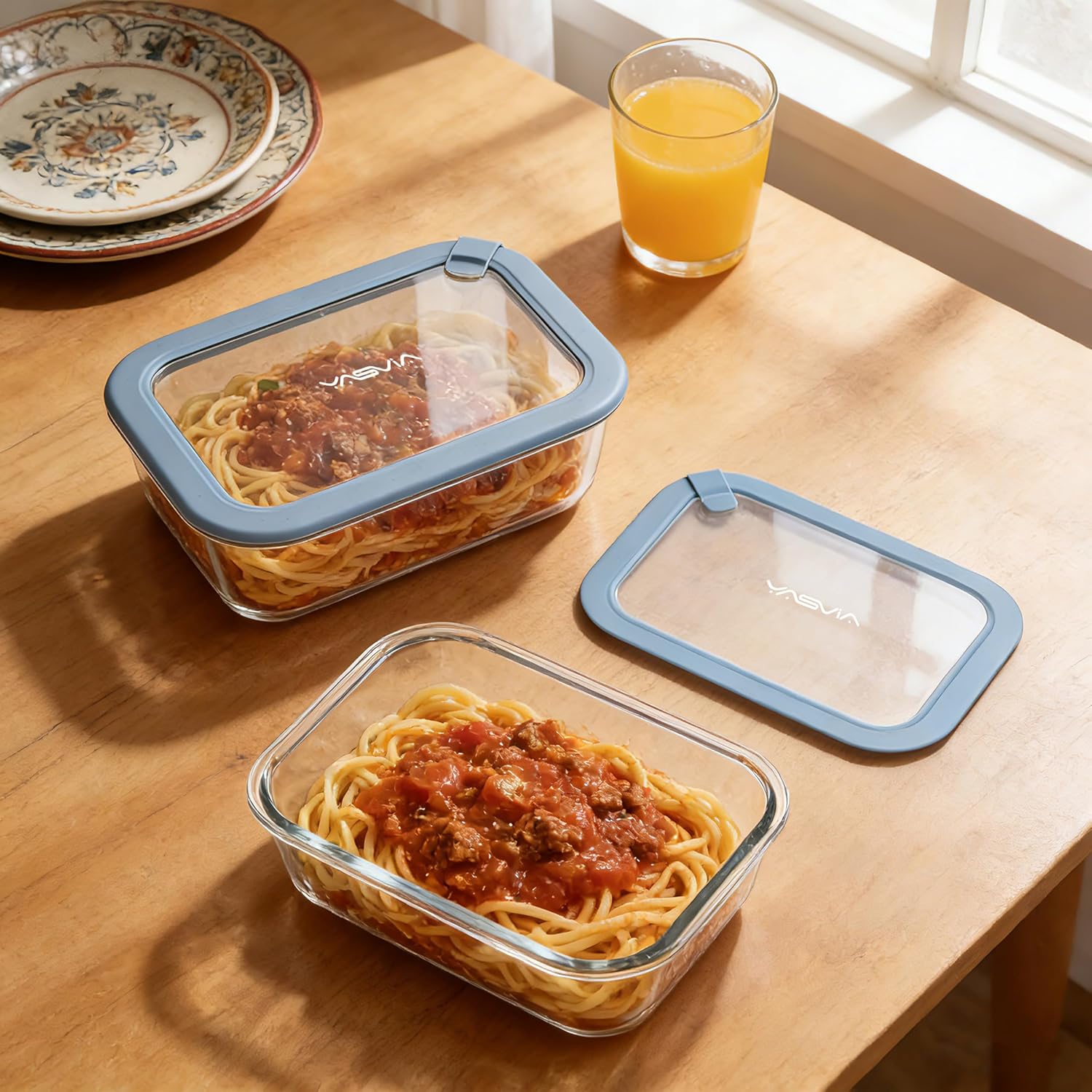 Meal Prep Cam Gıda Saklama Kabı Seti (4 x 1050 ml), Plastiksiz, Borosilikat Cam Saklama Kapları, Silikon Kapaklı, Hava Geçirmez, Sızdırmaz, Mikrodalga, Fırın, Dondurucu ve Bulaşık Makinesinde Kullanıma Uygun, BPA İçermez